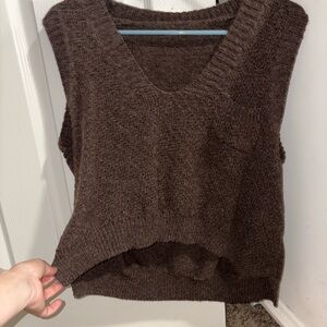 Brown V-Neck Women's Sweater Vest